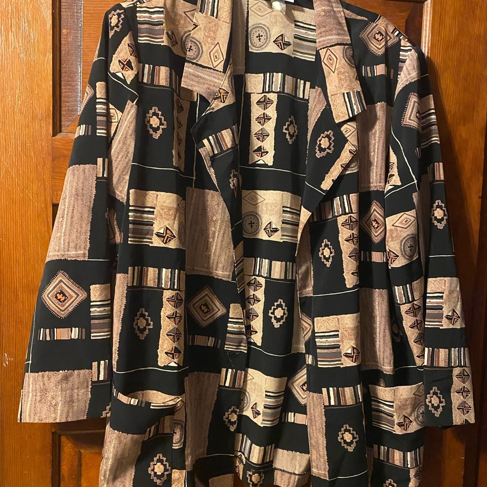 Vintage Patterned Black and Brown Blazer